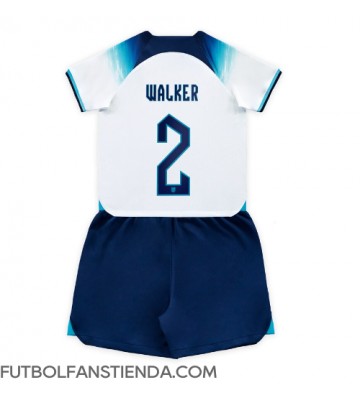 Inglaterra Kyle Walker #2 Primera Equipación Niños Mundial 2022 Manga Corta (+ Pantalones cortos)